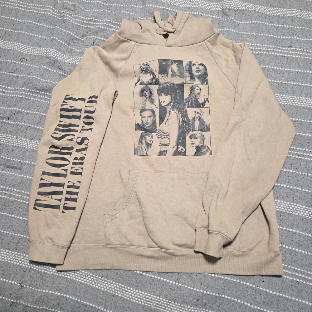 Taylor Swift Tan Hoodie with Tour Graphics